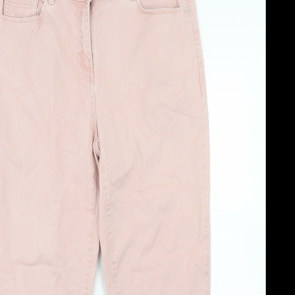 NEXT Womens Pink Cotton Straight Jeans Size 14 Regular Zip