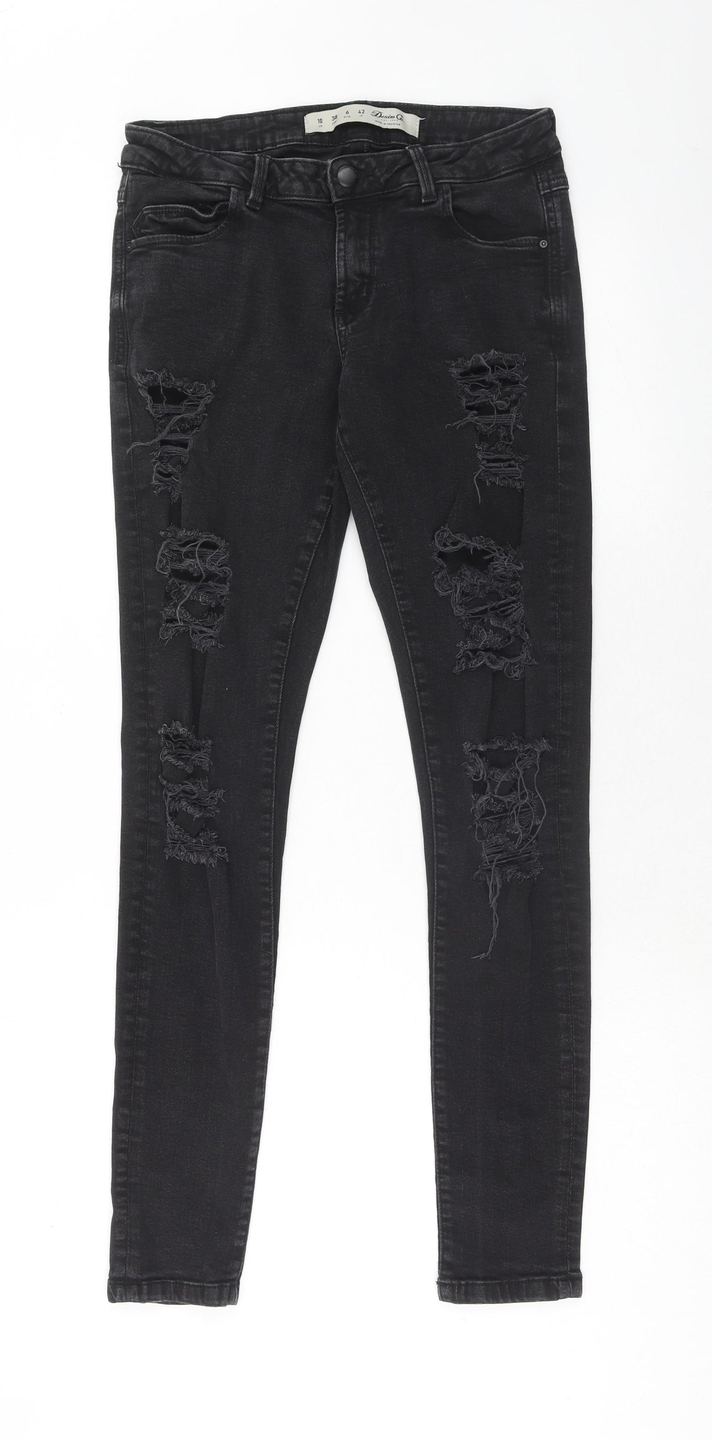 Denim & Co. Womens Black Cotton Skinny Jeans Size 10 Regular Zip