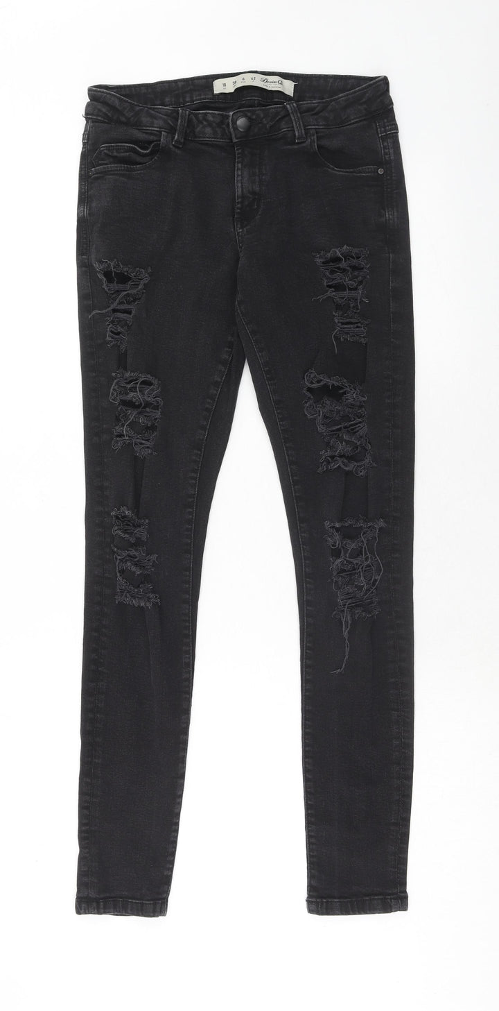 Denim & Co. Womens Black Cotton Skinny Jeans Size 10 Regular Zip