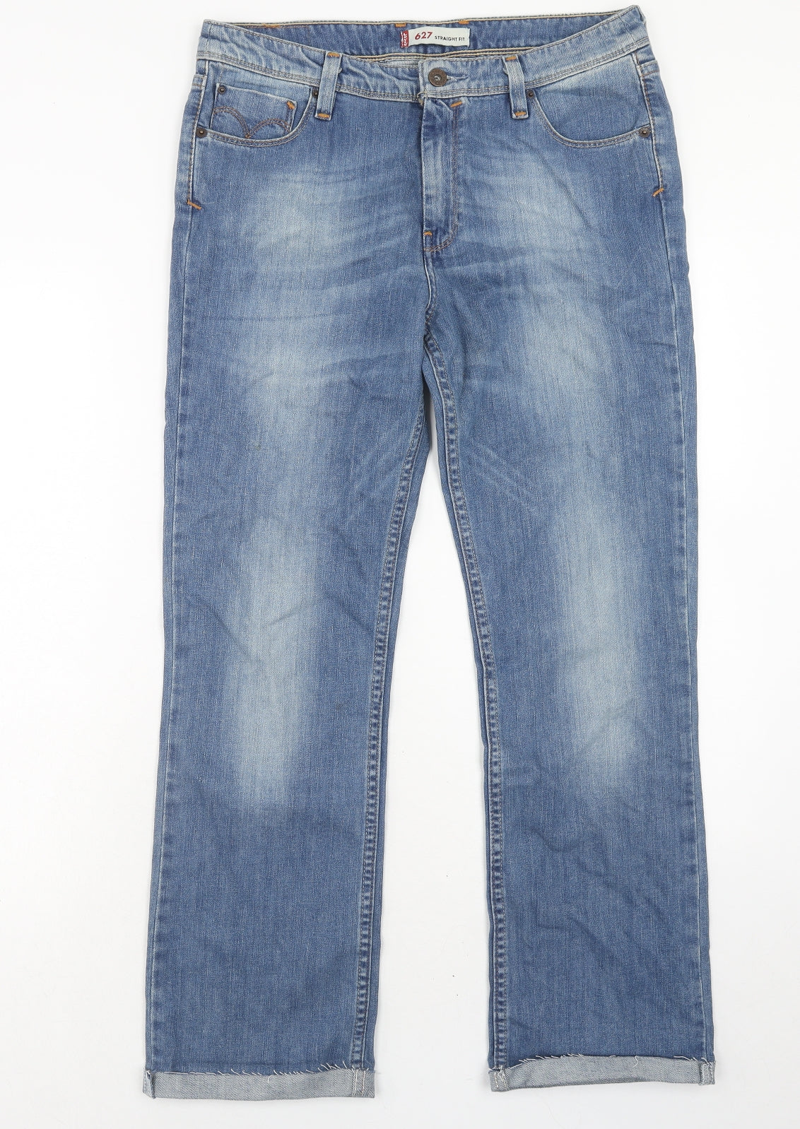 Signature by Levi Strauss & Co. Mens Blue Cotton Straight Jeans Size 32 in L32 in Regular Zip