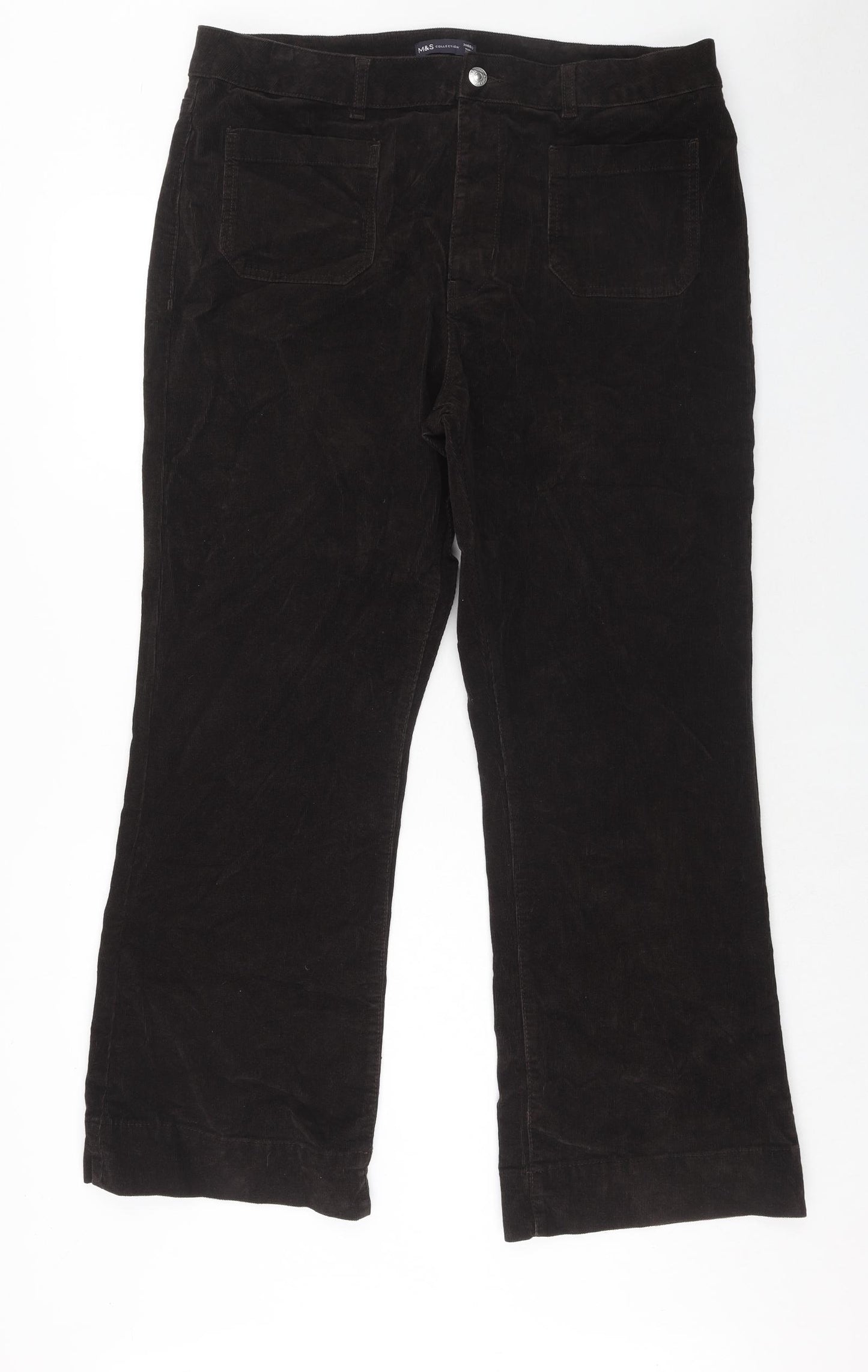 Marks and Spencer Womens Brown Cotton Trousers Size 20 Regular Zip