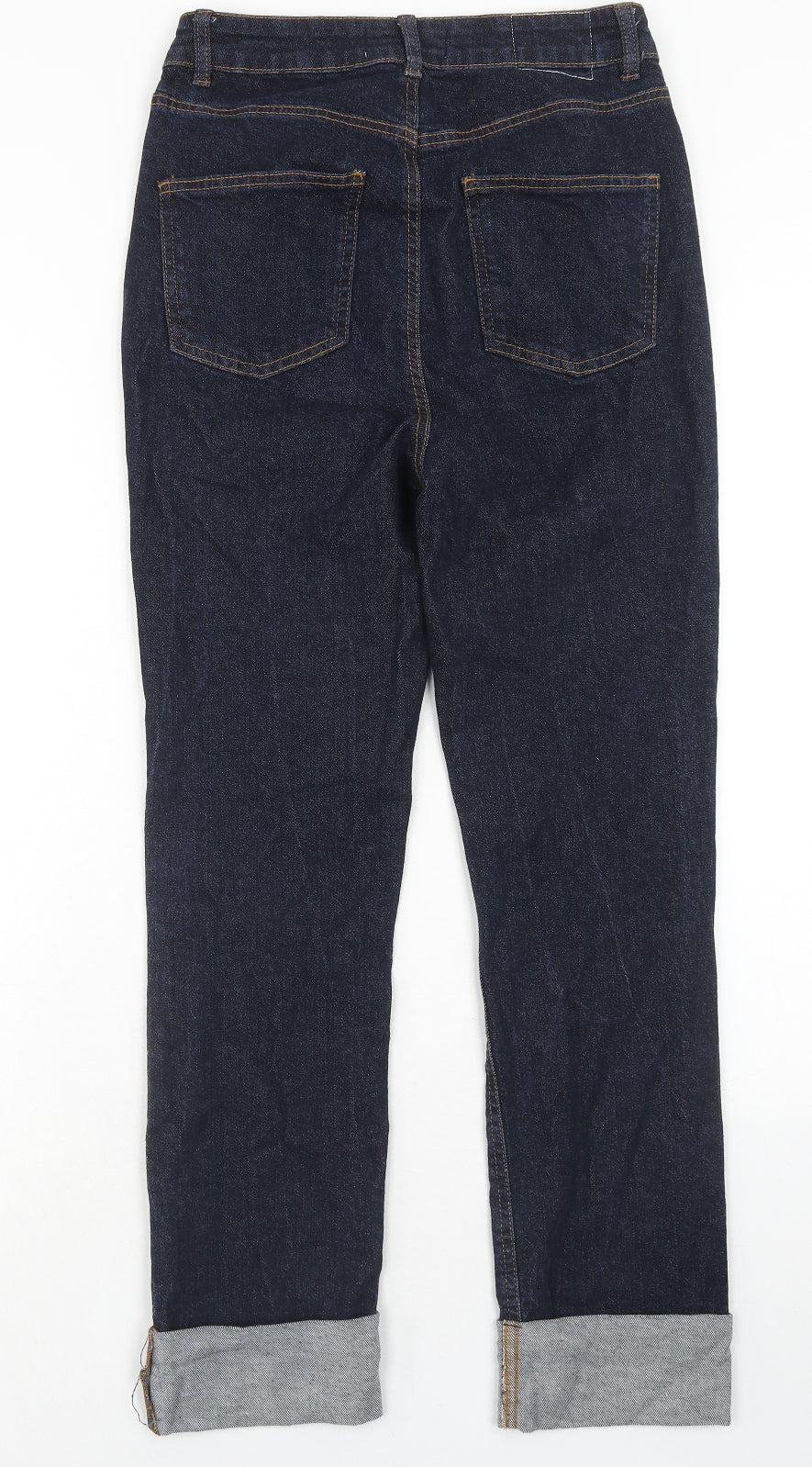 Denim & Co. Womens Blue Cotton Straight Jeans Size 10 Regular Zip