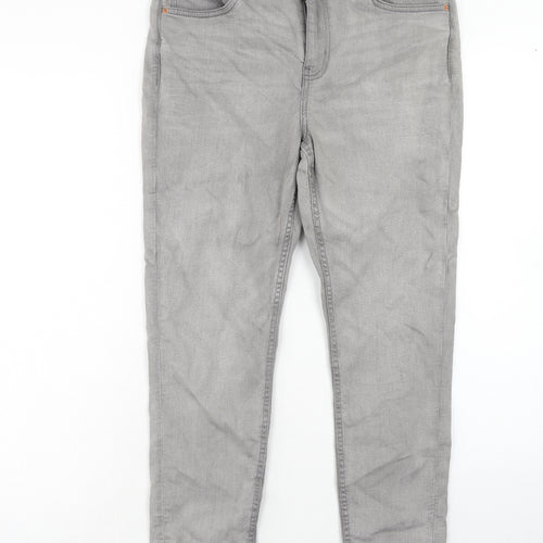 Marks and Spencer Womens Grey Cotton Skinny Jeans Size 12 Regular Zip