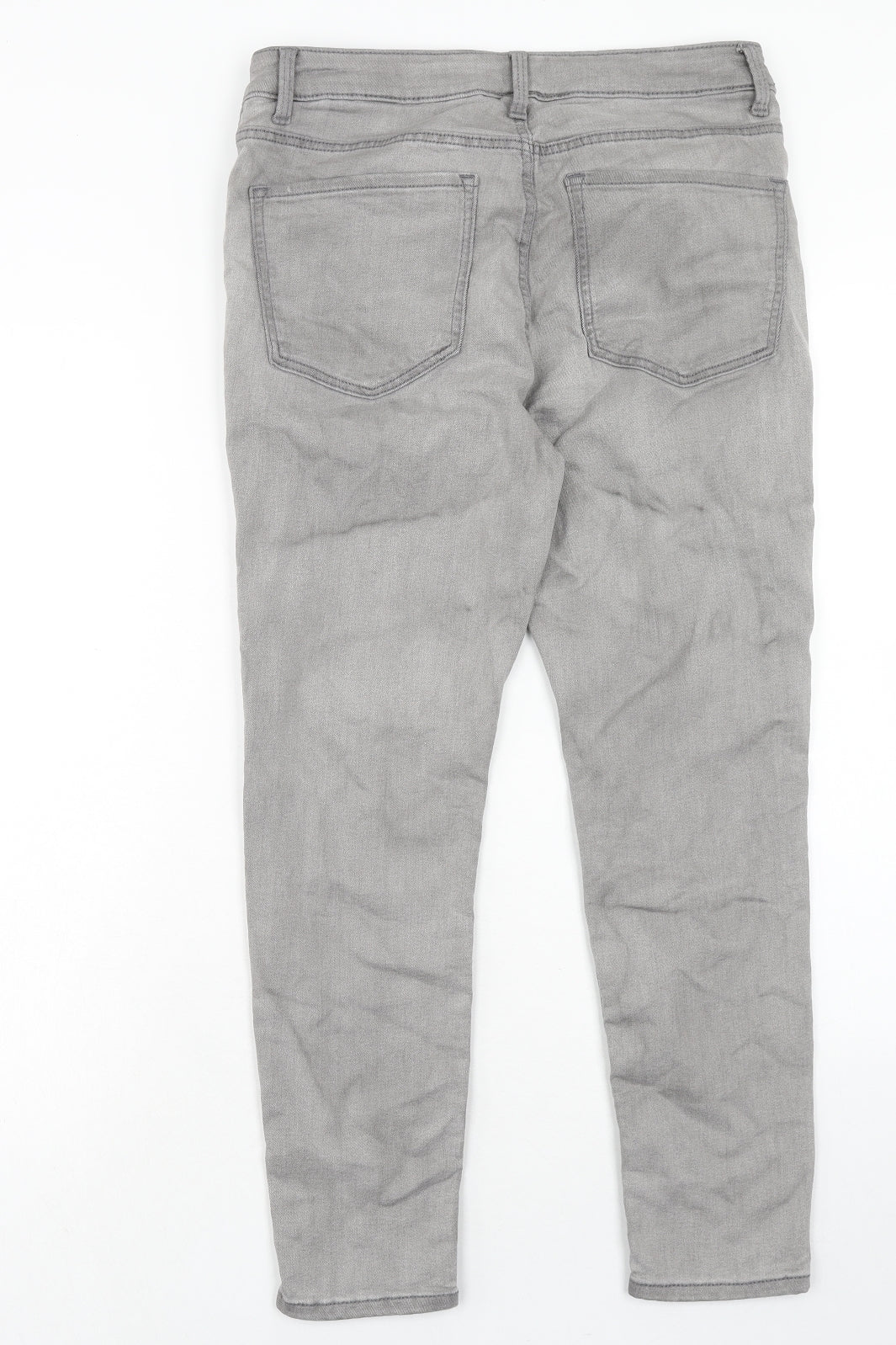 Marks and Spencer Womens Grey Cotton Skinny Jeans Size 12 Regular Zip
