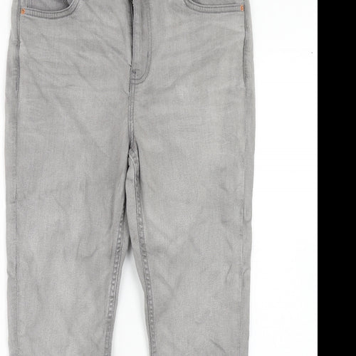 Marks and Spencer Womens Grey Cotton Skinny Jeans Size 12 Regular Zip