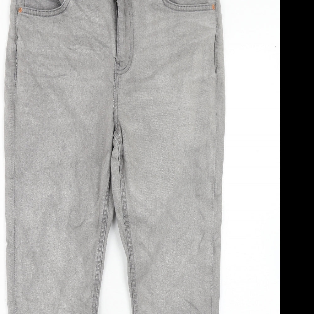 Marks and Spencer Womens Grey Cotton Skinny Jeans Size 12 Regular Zip