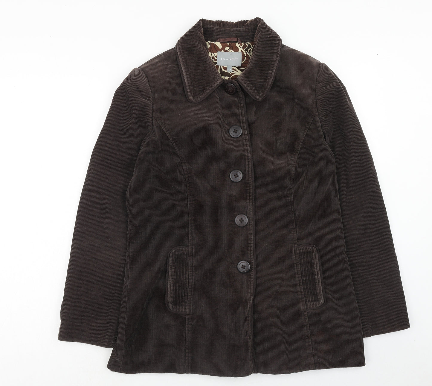 Per Una Womens Brown Jacket Size 12 Button