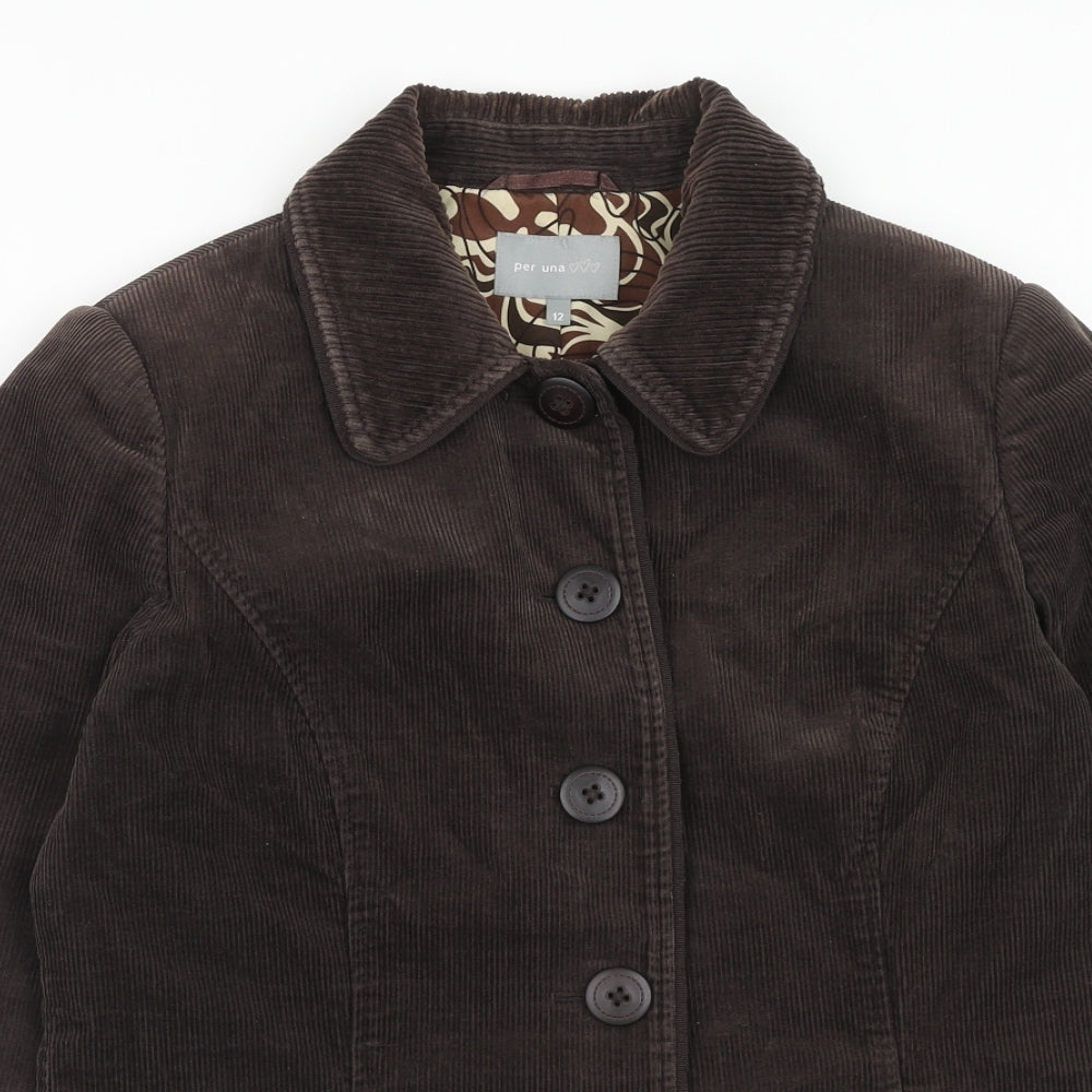 Per Una Womens Brown Jacket Size 12 Button