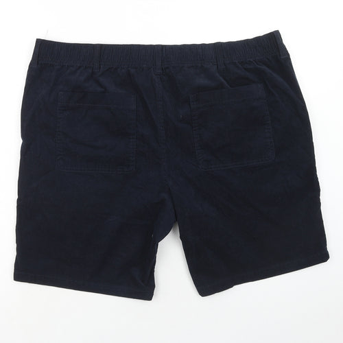 Marks and Spencer Mens Blue Cotton Chino Shorts Size 2XL Regular Zip