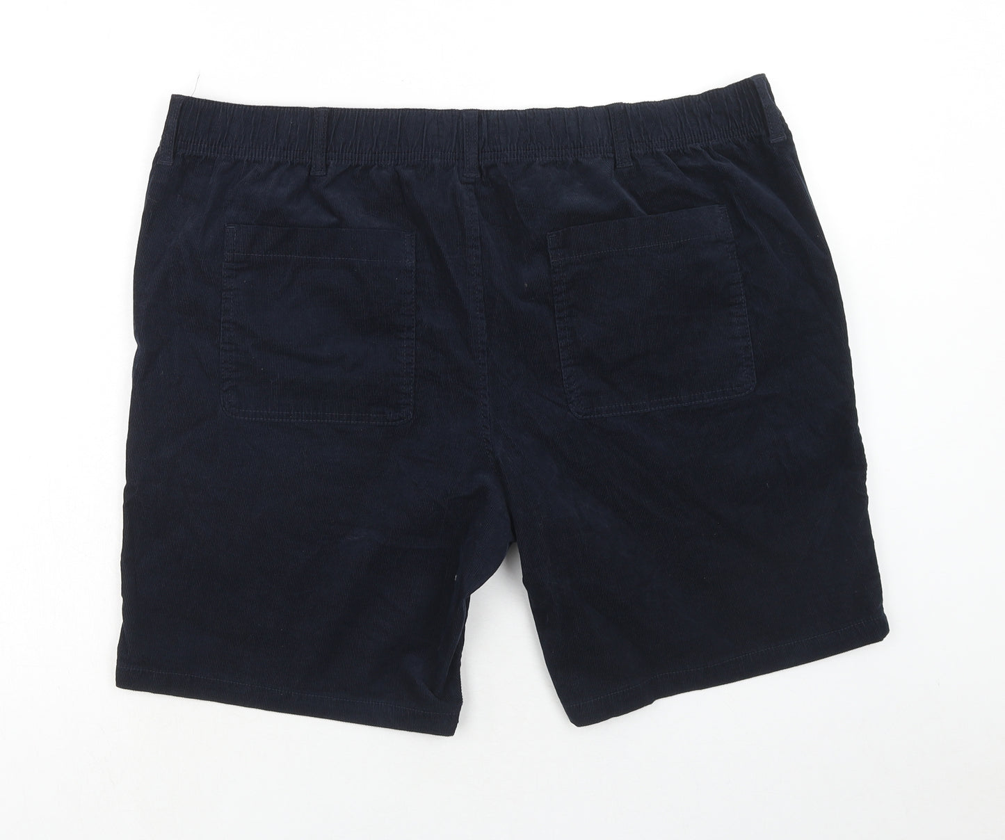 Marks and Spencer Mens Blue Cotton Chino Shorts Size 2XL Regular Zip