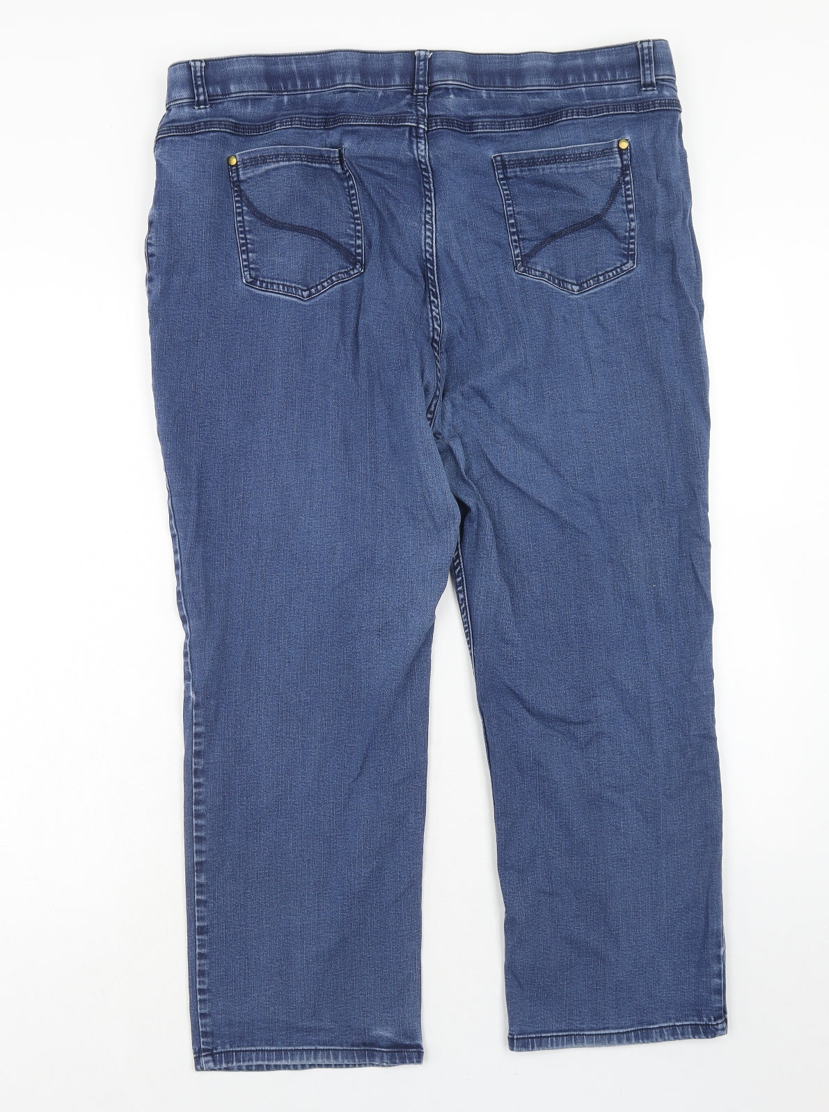 Marks and Spencer Womens Blue Cotton Straight Jeans Size 20 Regular Zip