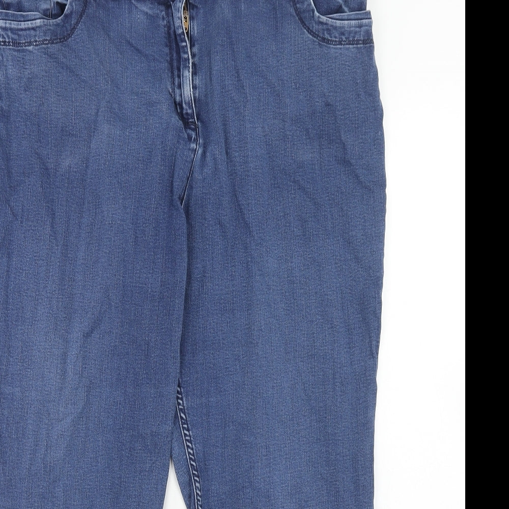Marks and Spencer Womens Blue Cotton Straight Jeans Size 20 Regular Zip