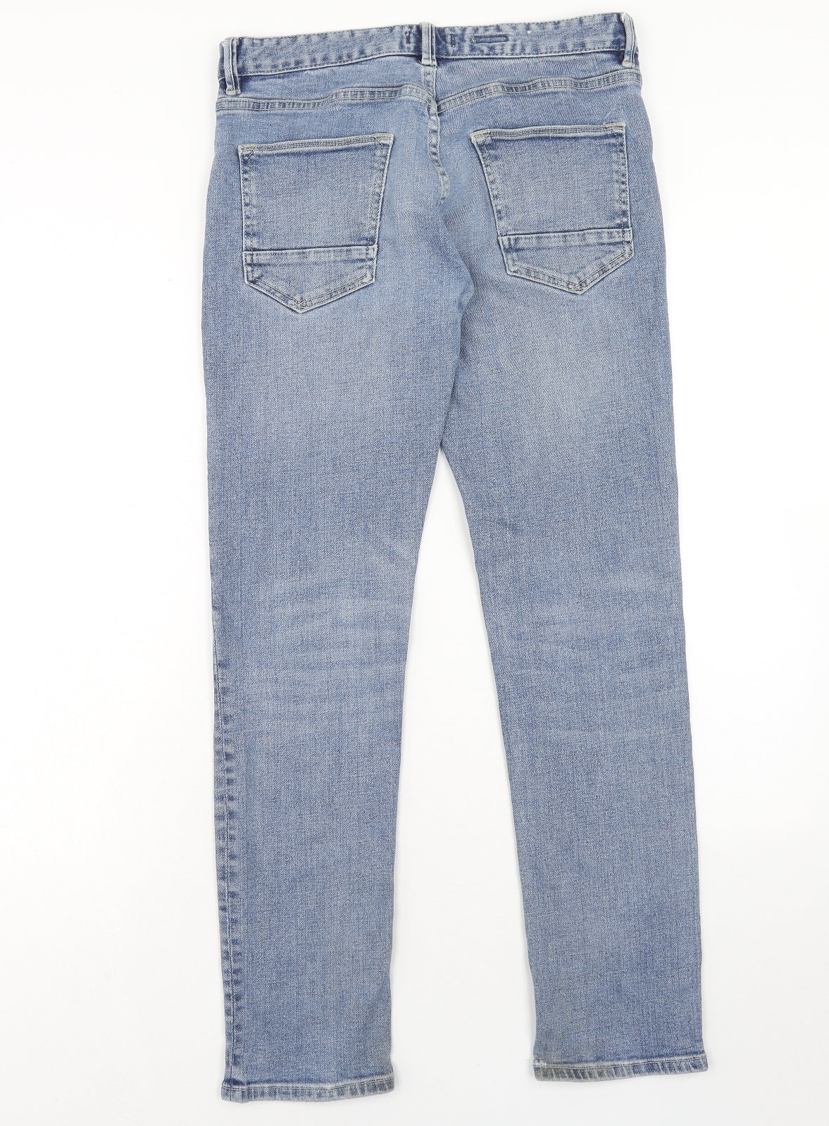 Topman Mens Blue Cotton Straight Jeans Size 30 in Slim Button