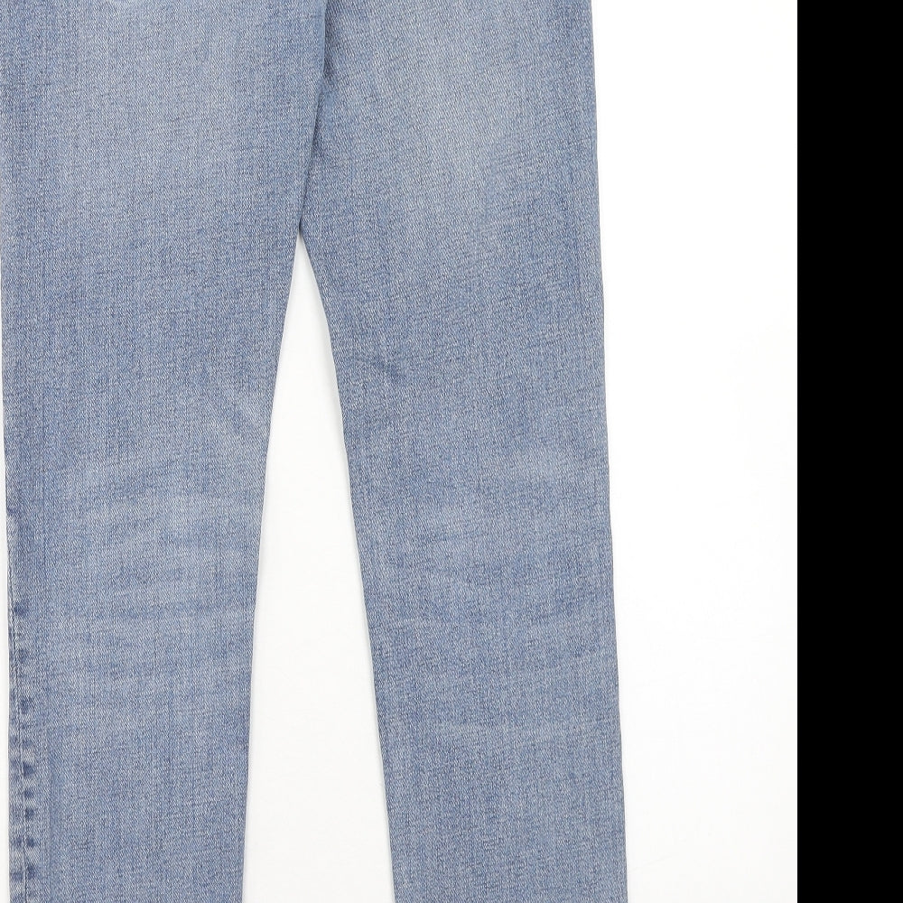 Topman Mens Blue Cotton Straight Jeans Size 30 in Slim Button