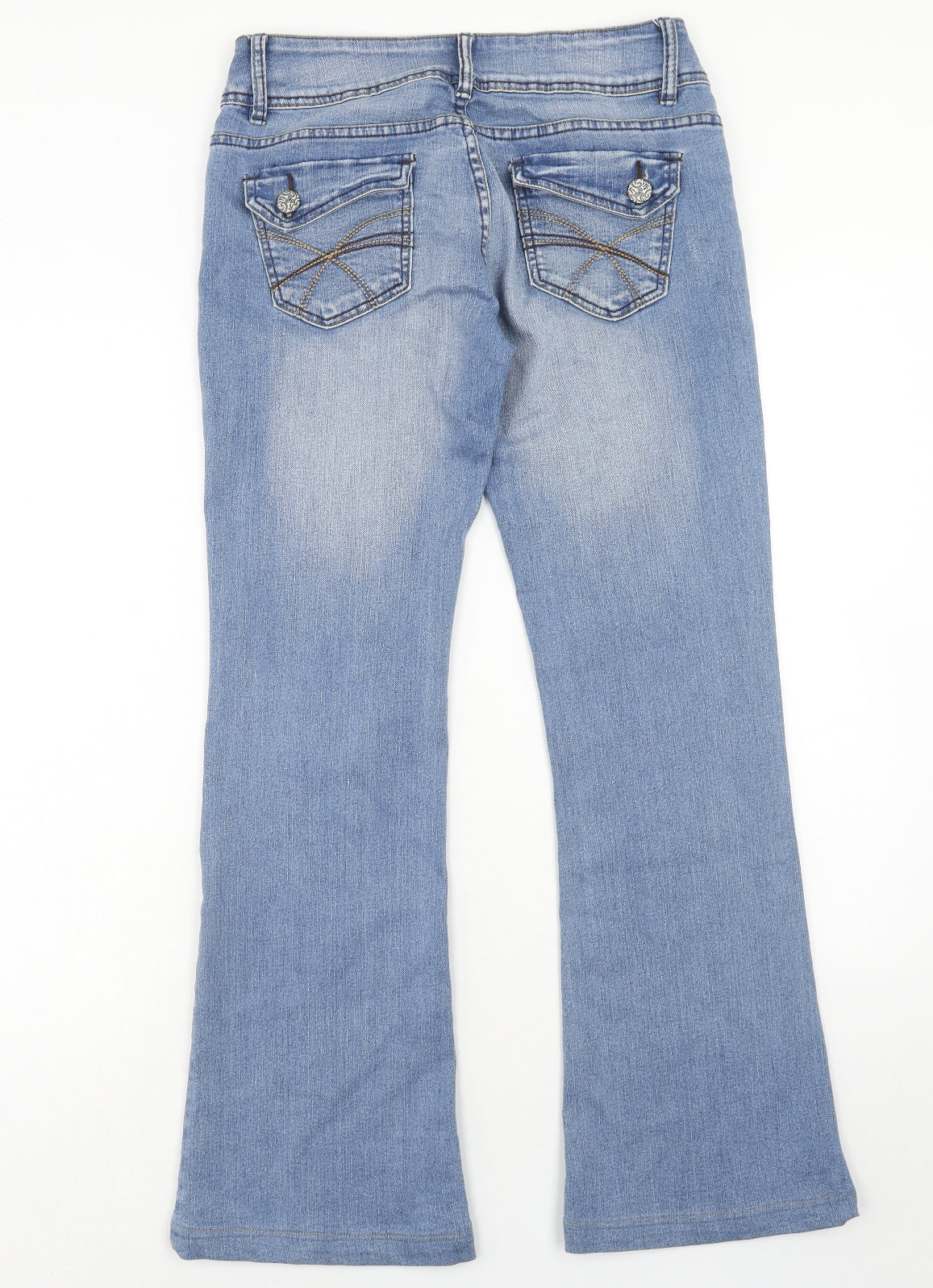 Jane Norman Womens Blue Cotton Bootcut Jeans Size 10 Regular Zip
