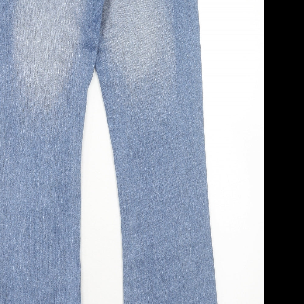 Jane Norman Womens Blue Cotton Bootcut Jeans Size 10 Regular Zip