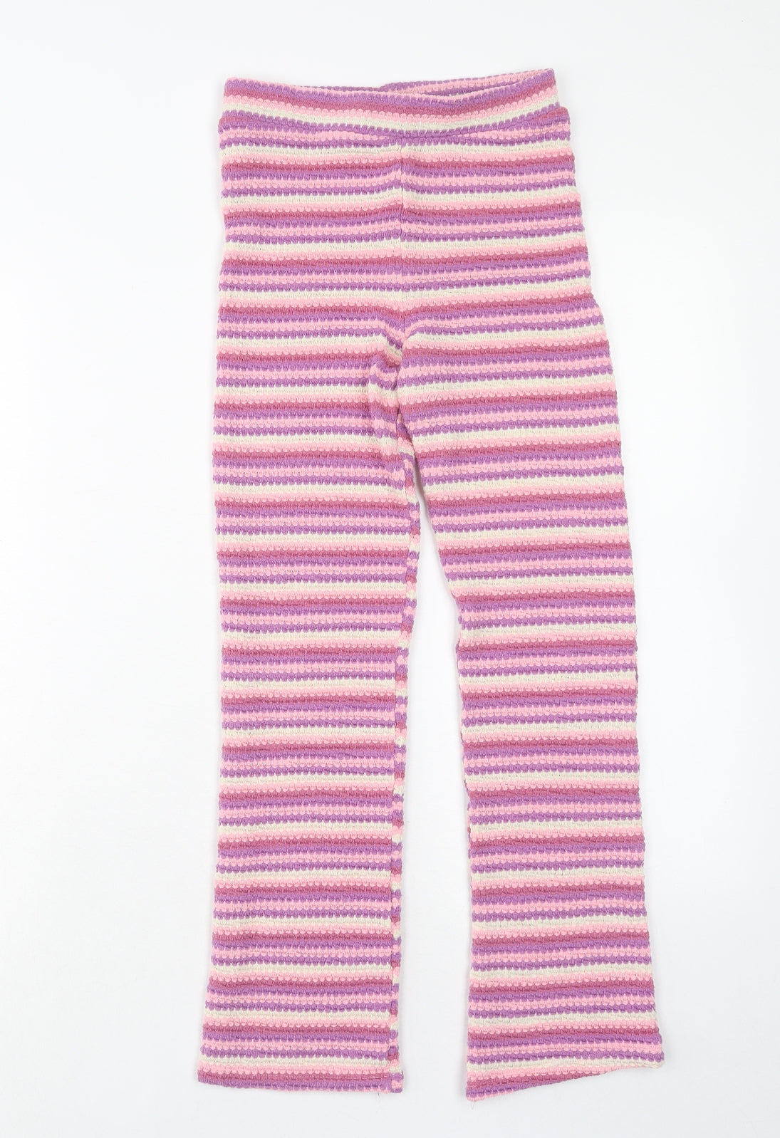 TU Girls Pink Striped Polyester Jogger Trousers Size 11 Years Regular Pullover