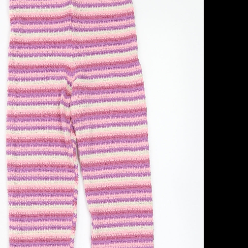 TU Girls Pink Striped Polyester Jogger Trousers Size 11 Years Regular Pullover