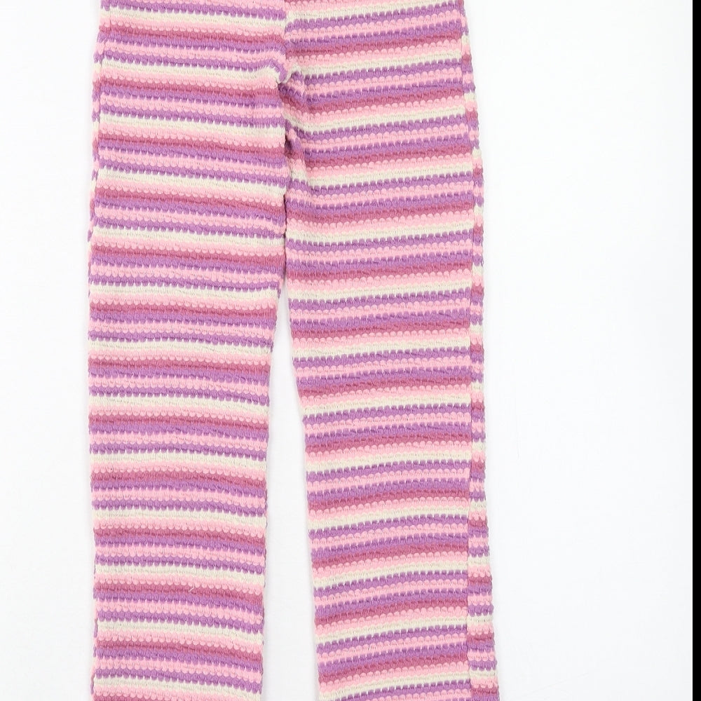 TU Girls Pink Striped Polyester Jogger Trousers Size 11 Years Regular Pullover