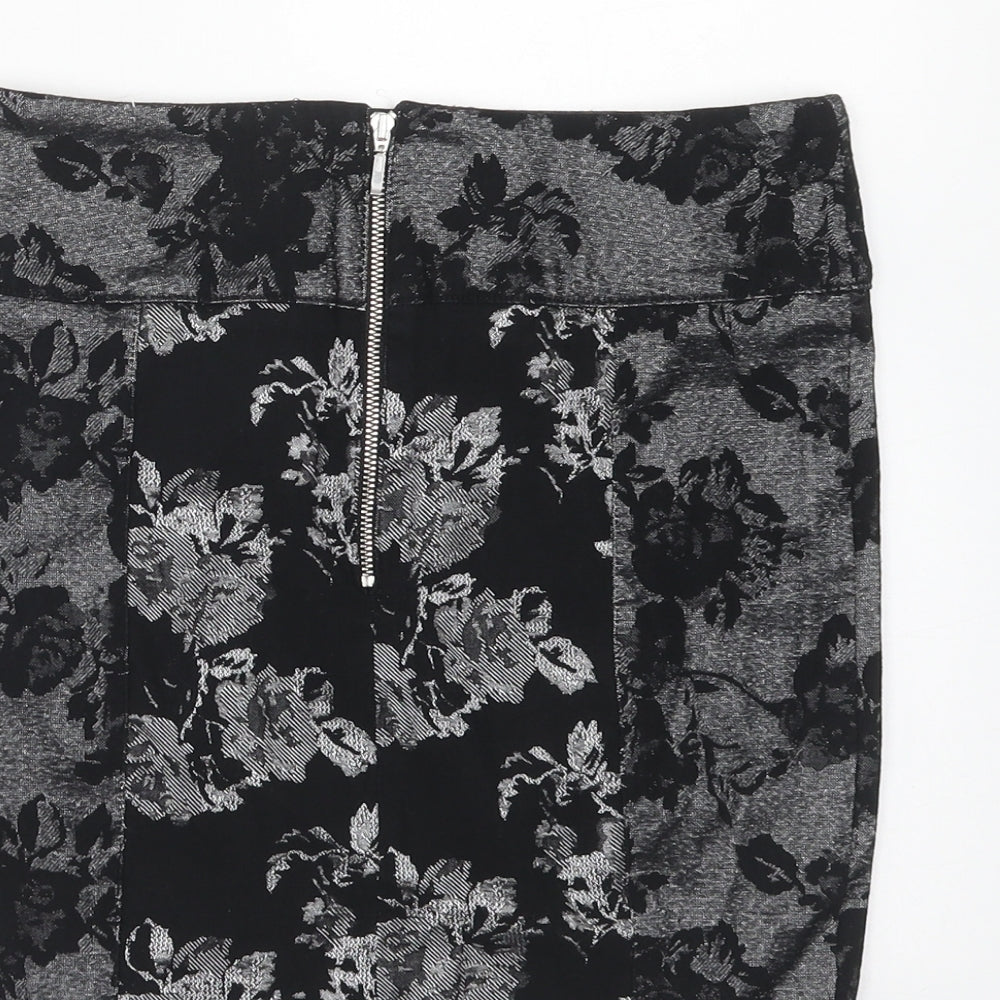 Jane Norman Womens Black Floral Cotton Straight & Pencil Set Size 8 Zip