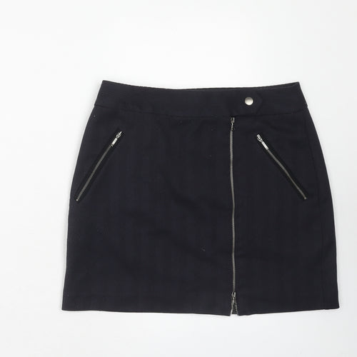 NEXT Womens Blue Polyester Mini Skirt Size 8 Button