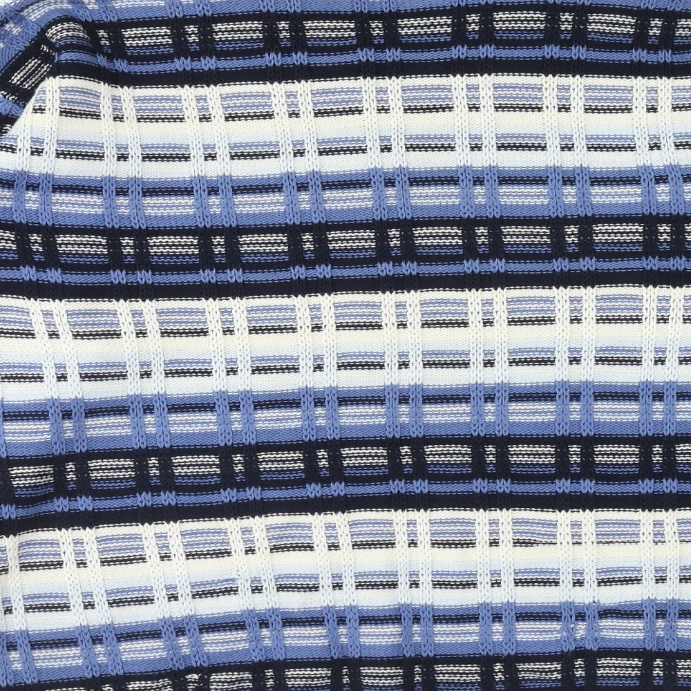 St George Womens Blue Round Neck Geometric Cotton Pullover Jumper Size XL