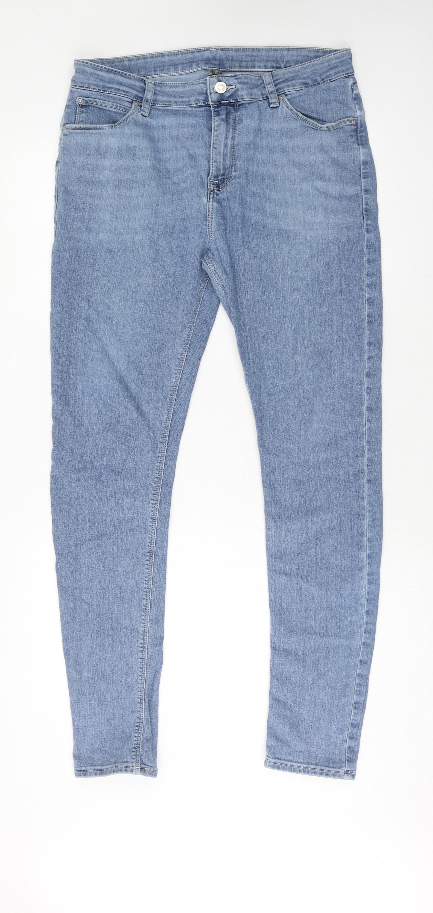 ASOS Mens Blue Cotton Skinny Jeans Size 34 in L34 in Regular Zip - Long Leg