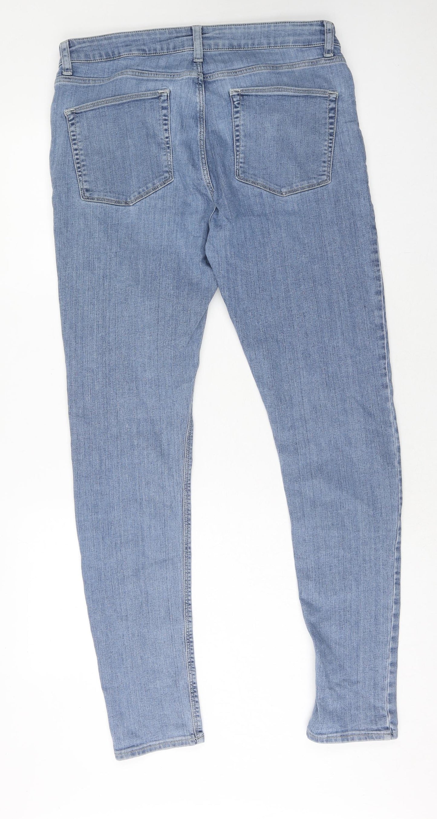 ASOS Mens Blue Cotton Skinny Jeans Size 34 in L34 in Regular Zip - Long Leg
