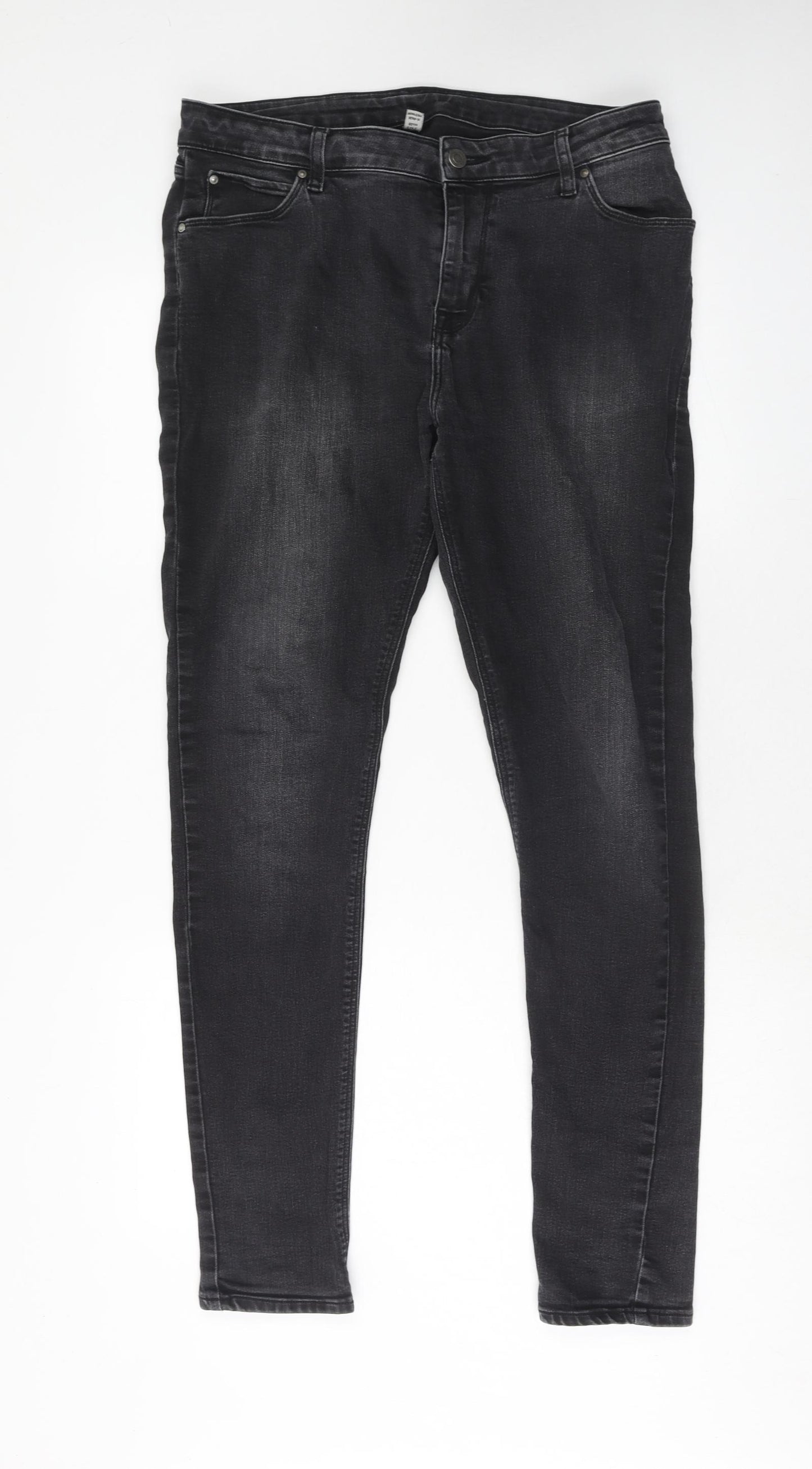 ASOS Mens Black Cotton Skinny Jeans Size 34 in L34 in Regular Zip - Long Leg