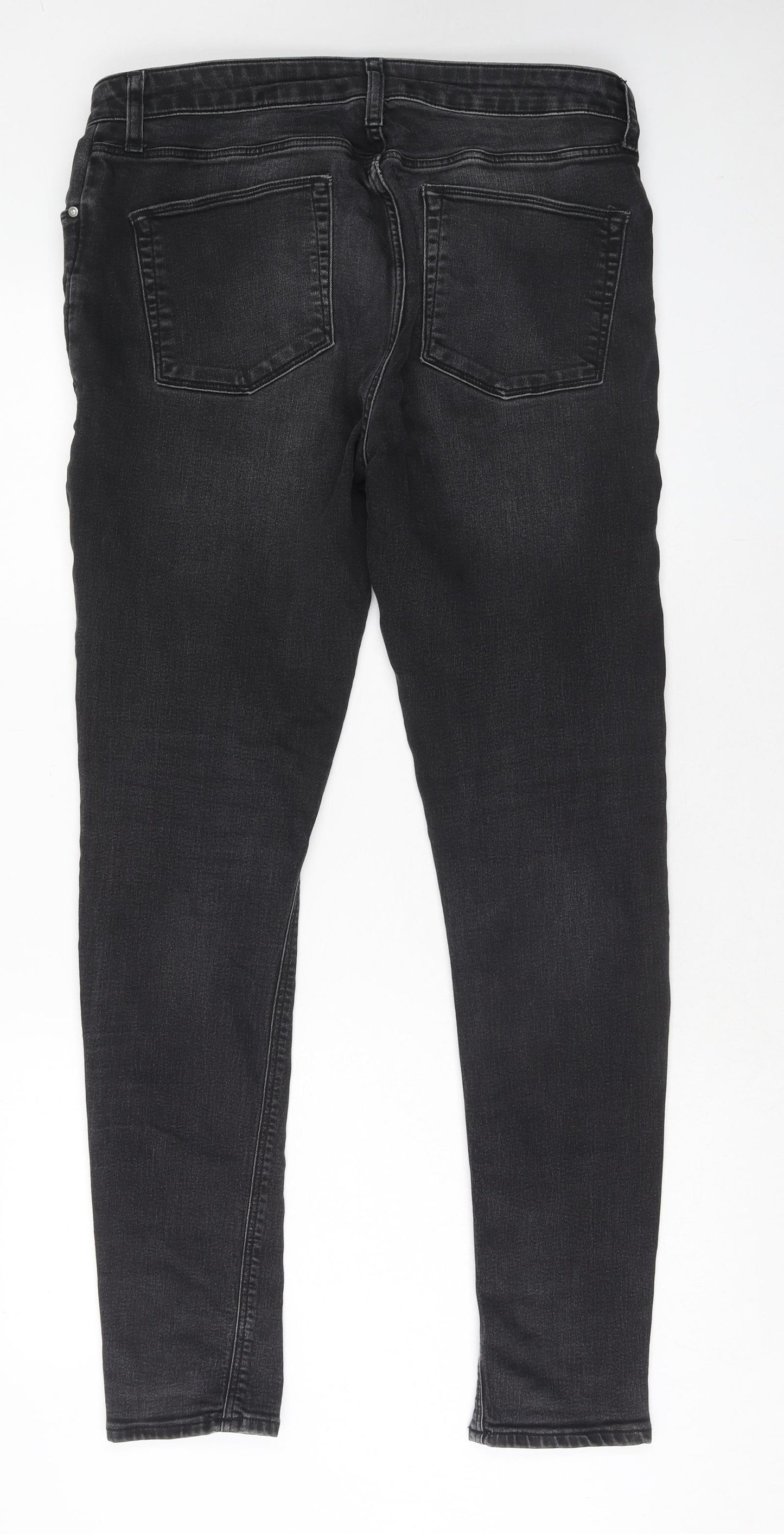 ASOS Mens Black Cotton Skinny Jeans Size 34 in L34 in Regular Zip - Long Leg