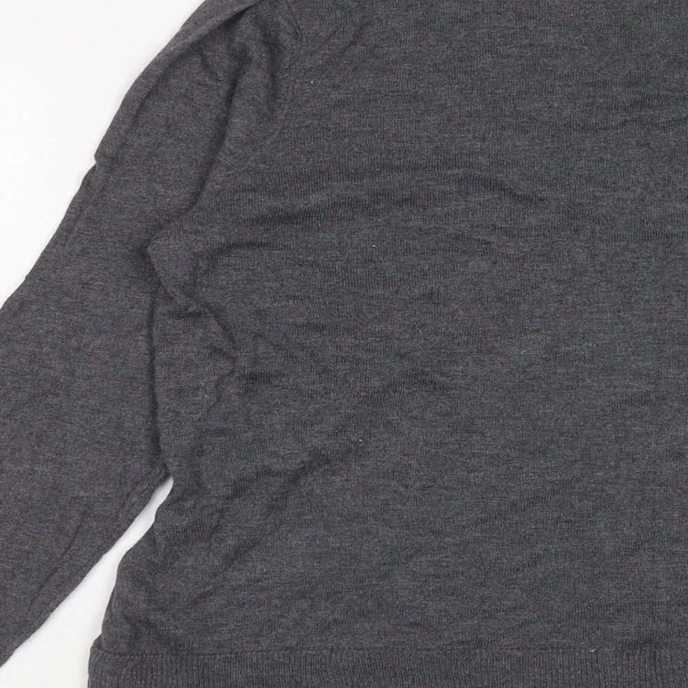 George Womens Grey V-Neck Nylon Pullover Jumper Size 14