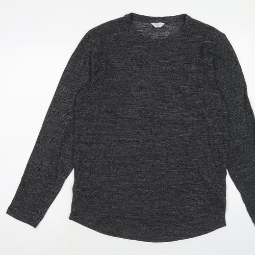 JACK & JONES Mens Grey Round Neck Cotton Pullover Jumper Size S Long Sleeve