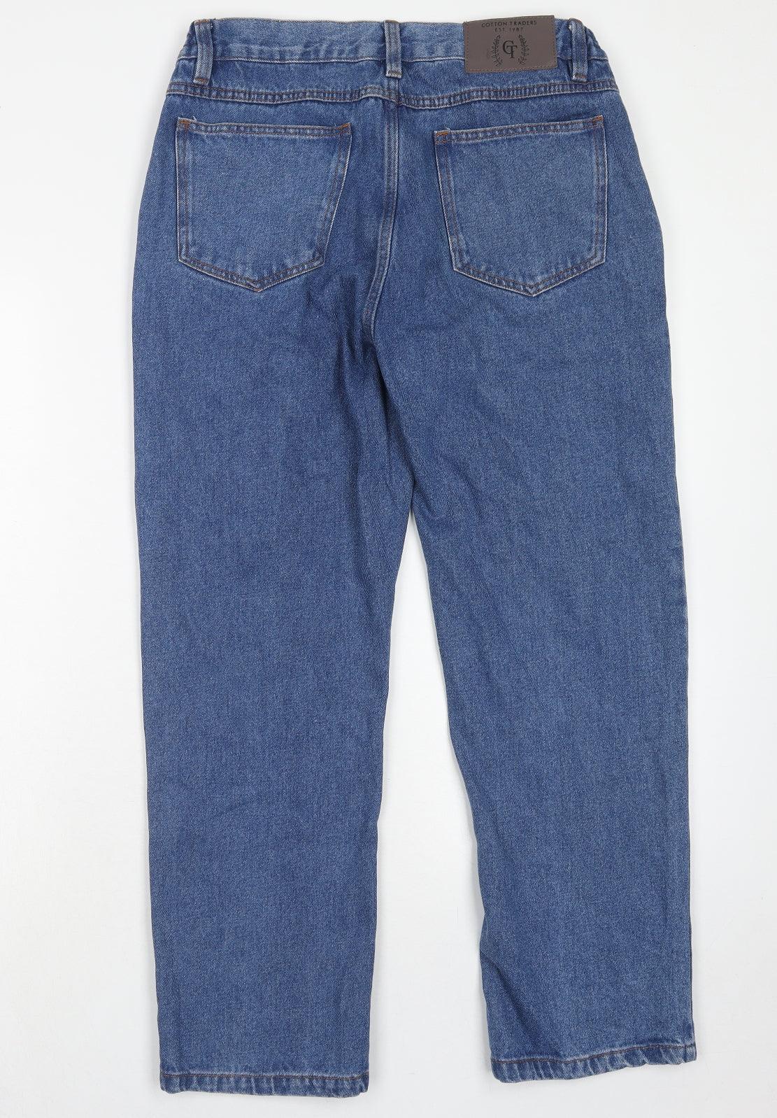 Cotton Traders Womens Blue Cotton Straight Jeans Size 34 in Regular Zip