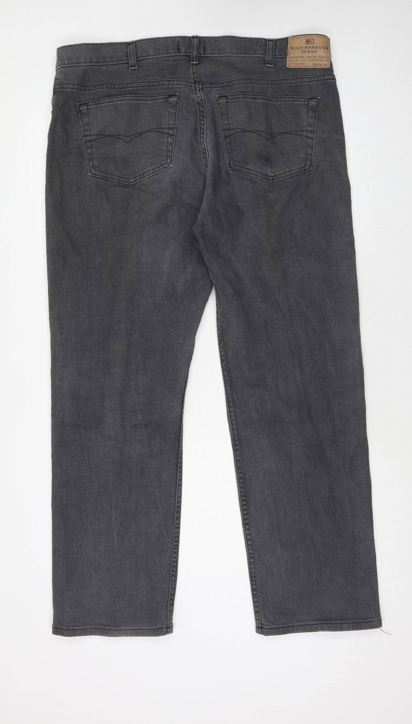 Marks and Spencer Mens Black Cotton Straight Jeans Size 40 in L29 in Regular Zip - Short Leg