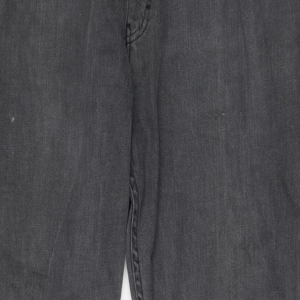 Marks and Spencer Mens Black Cotton Straight Jeans Size 40 in L29 in Regular Zip - Short Leg