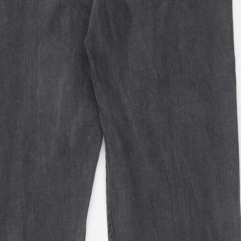 Marks and Spencer Mens Black Cotton Straight Jeans Size 40 in L29 in Regular Zip - Short Leg