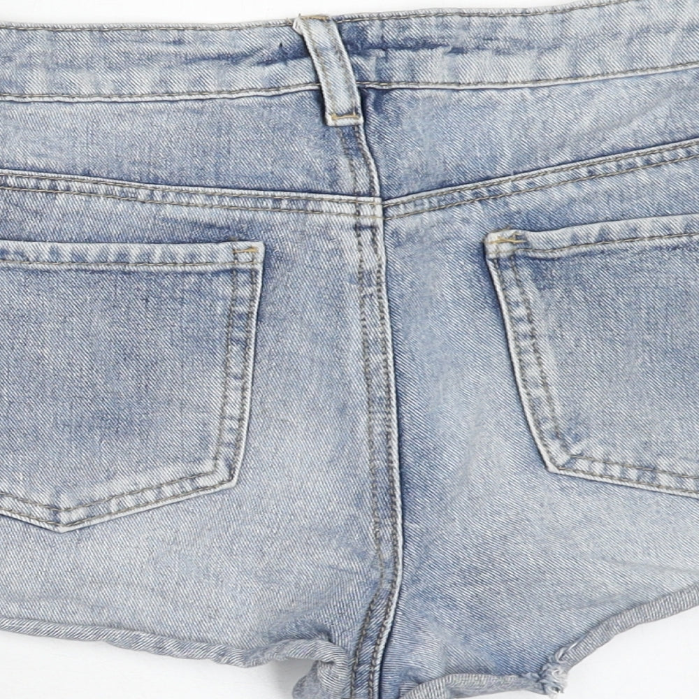F&F Womens Blue Cotton Cut-Off Shorts Size 10 Regular Zip