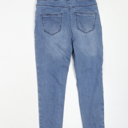 Matalan Girls Blue Cotton Skinny Jeans Size 9 Years Regular Zip