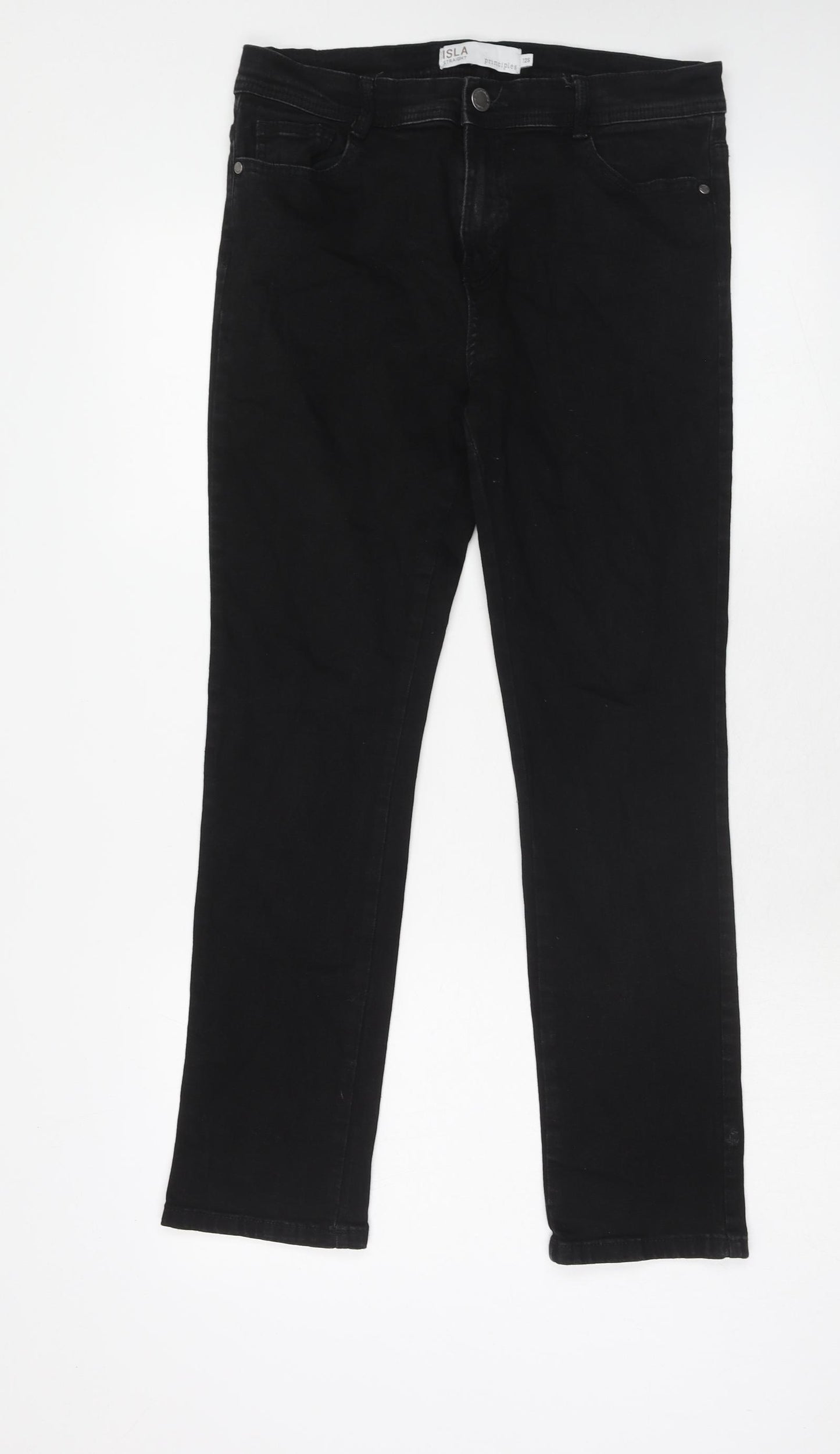 Principles Womens Black Cotton Straight Jeans Size 12 Regular Zip