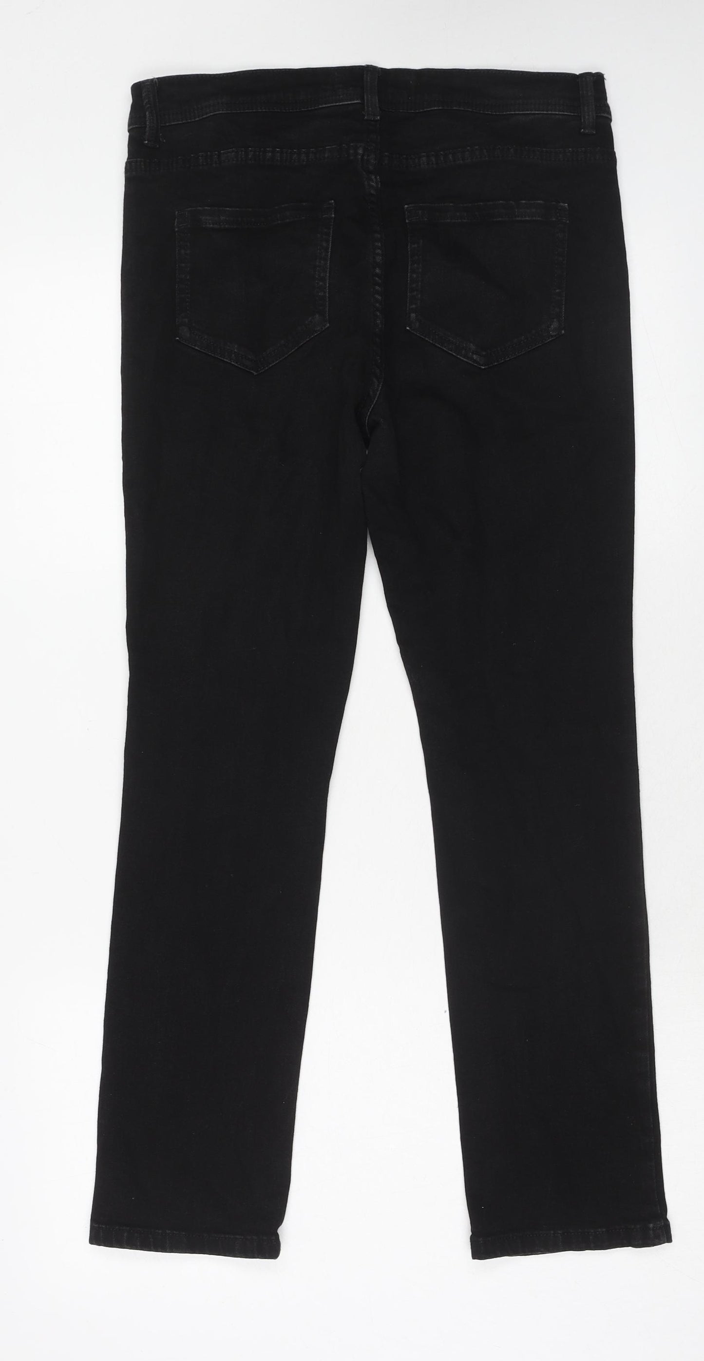 Principles Womens Black Cotton Straight Jeans Size 12 Regular Zip