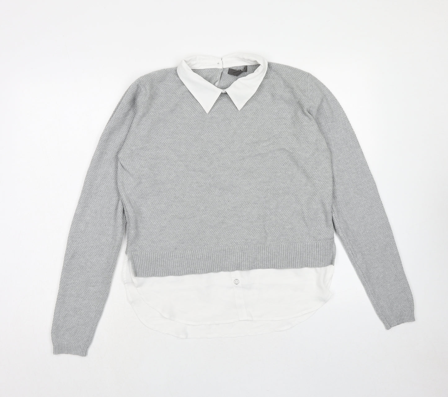 Primark Womens Grey Collared Viscose Pullover Jumper Size S - Size 10-12