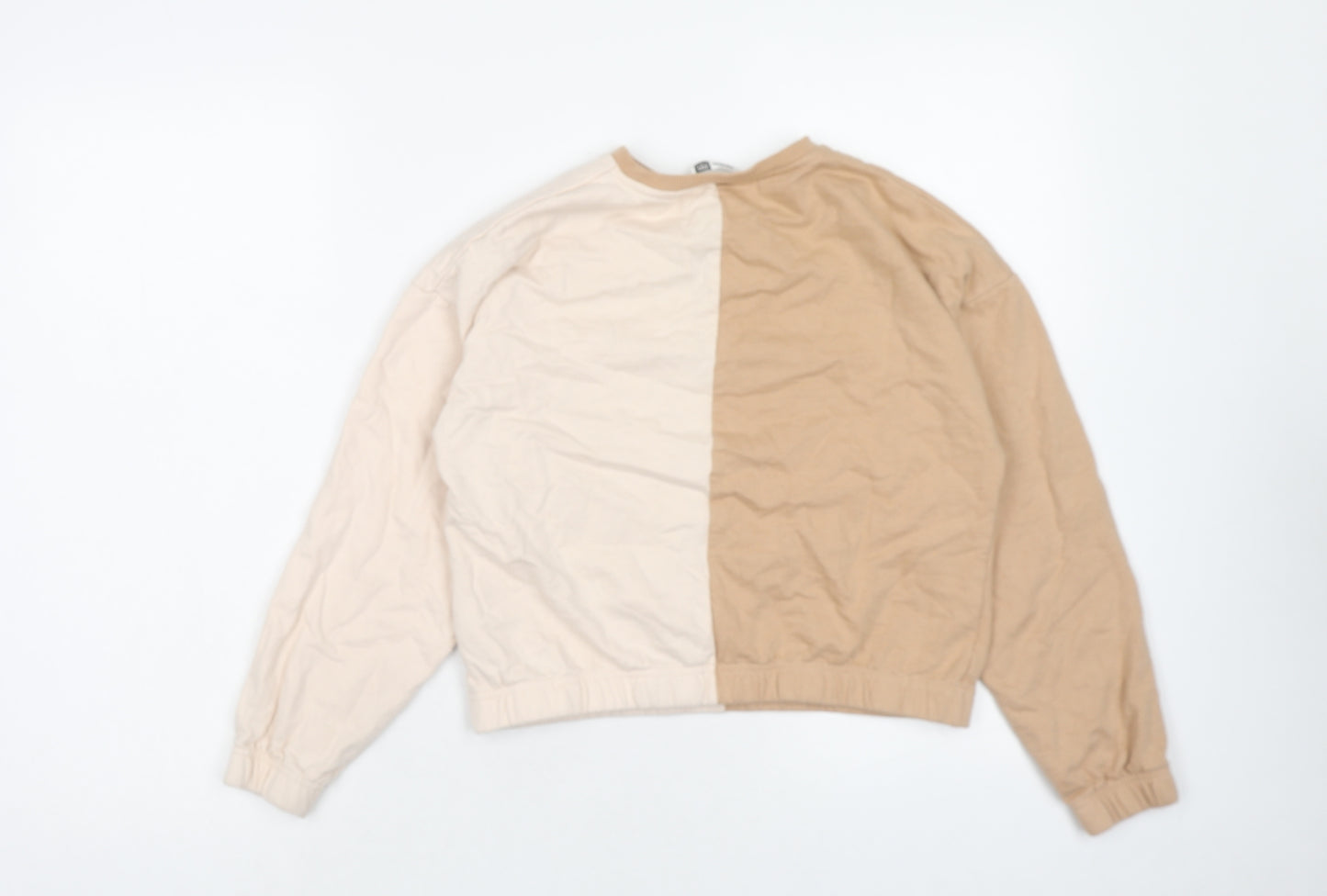 PEP&CO Girls Beige Colourblock Cotton Pullover Sweatshirt Size 12-13 Years Pullover - Brooklyn