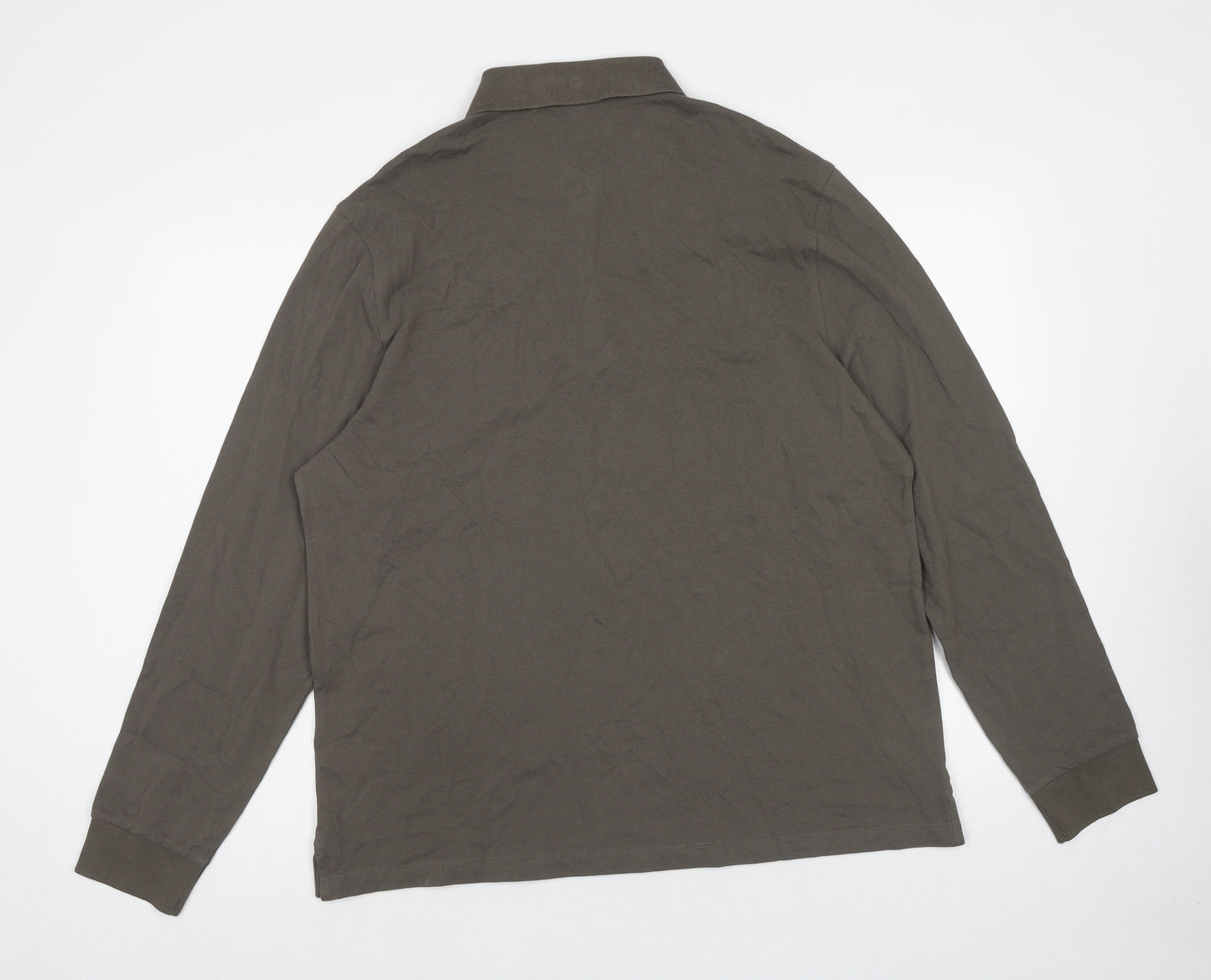 Marks and Spencer Mens Green Cotton Polo Size XL Collared Button