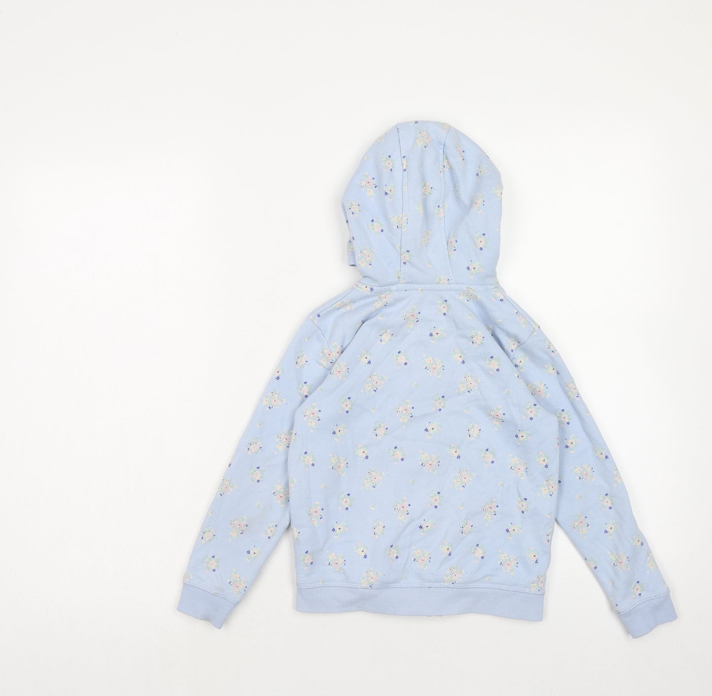George Girls Blue Floral Cotton Full Zip Hoodie Size 5-6 Years Zip