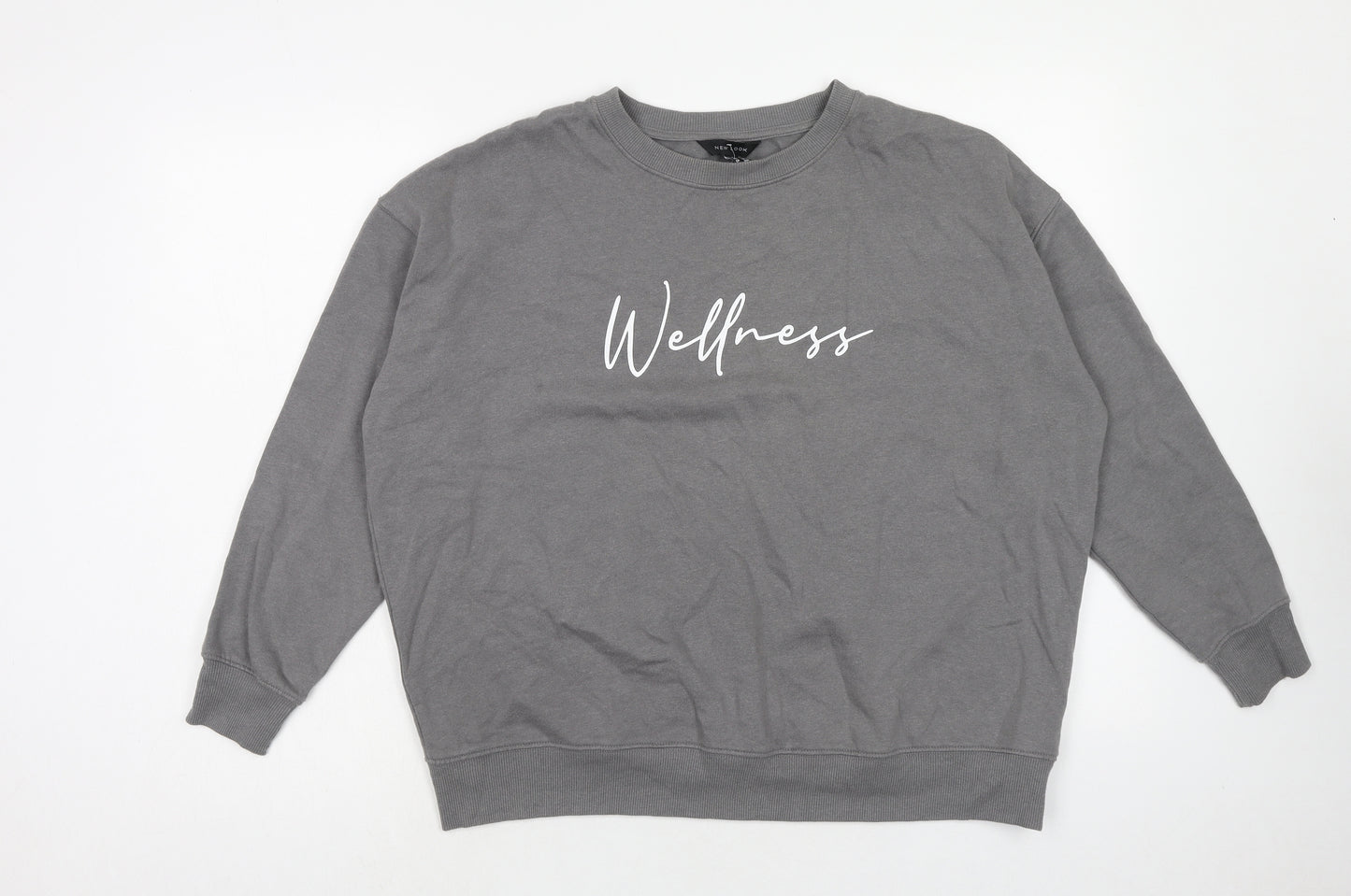 New Look Womens Grey Cotton Pullover Sweatshirt Size S Pullover - Wellness