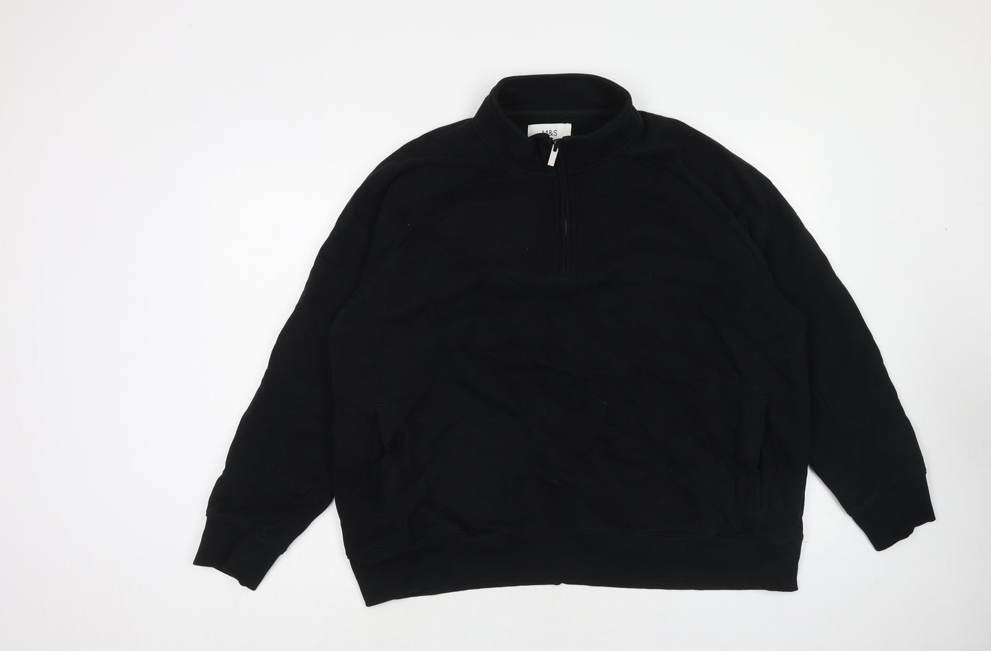 Marks and Spencer Mens Black Cotton Pullover Sweatshirt Size 3XL