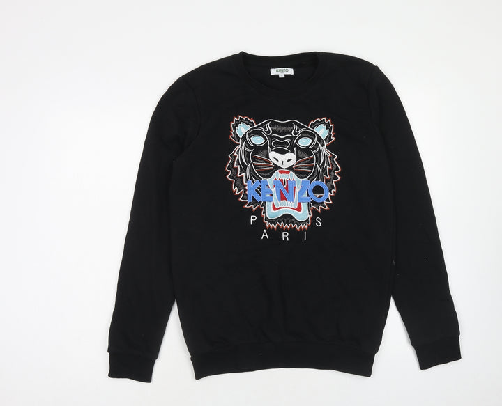 KENZO Mens Black Cotton Pullover Sweatshirt Size S - Lion Kenzo Paris
