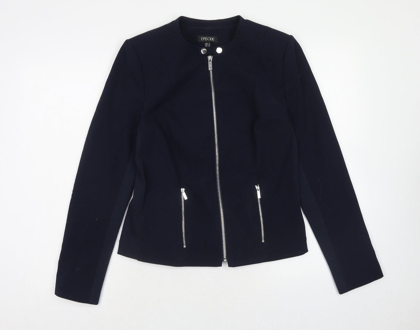 Episode Womens Blue Biker Jacket Size 12 Zip