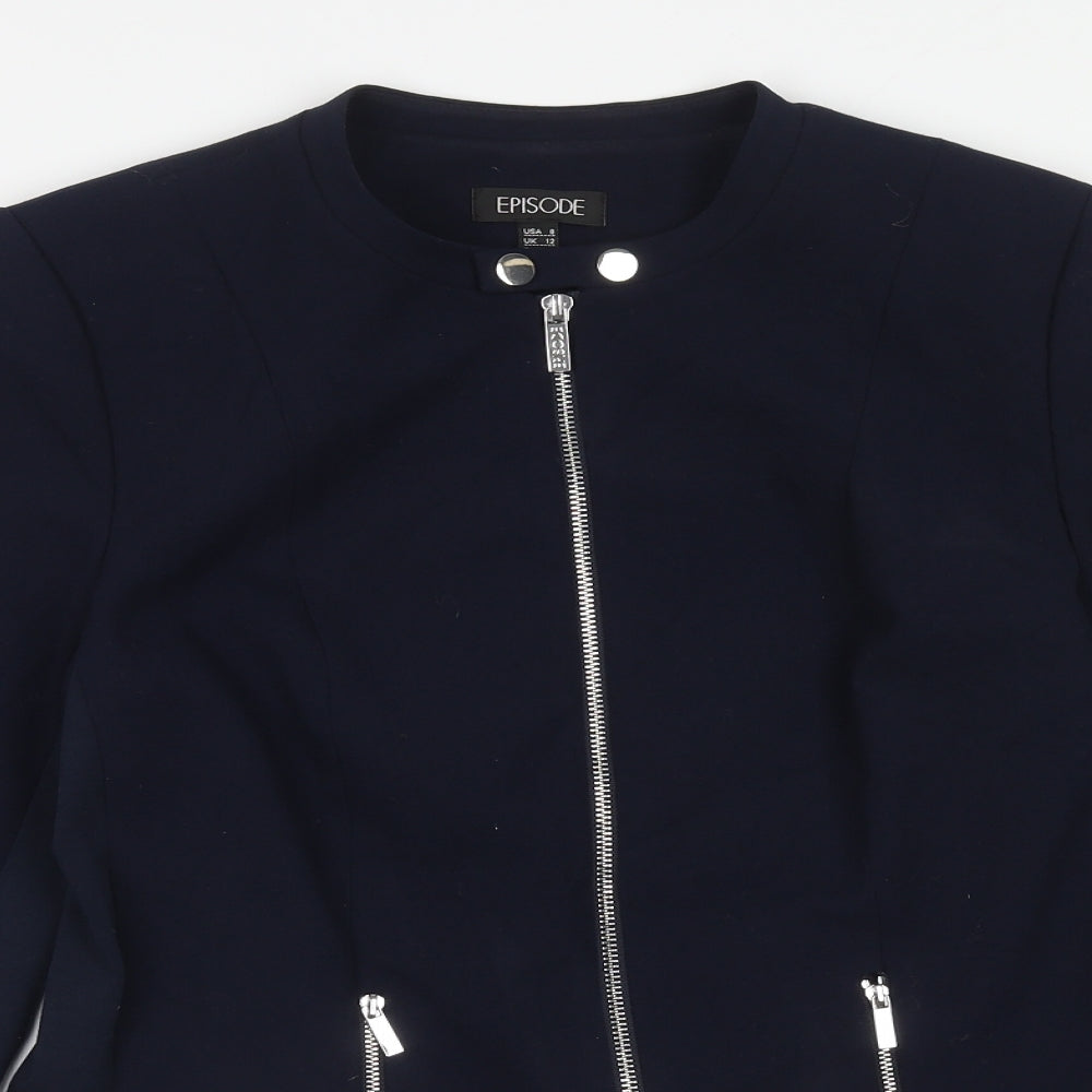 Episode Womens Blue Biker Jacket Size 12 Zip
