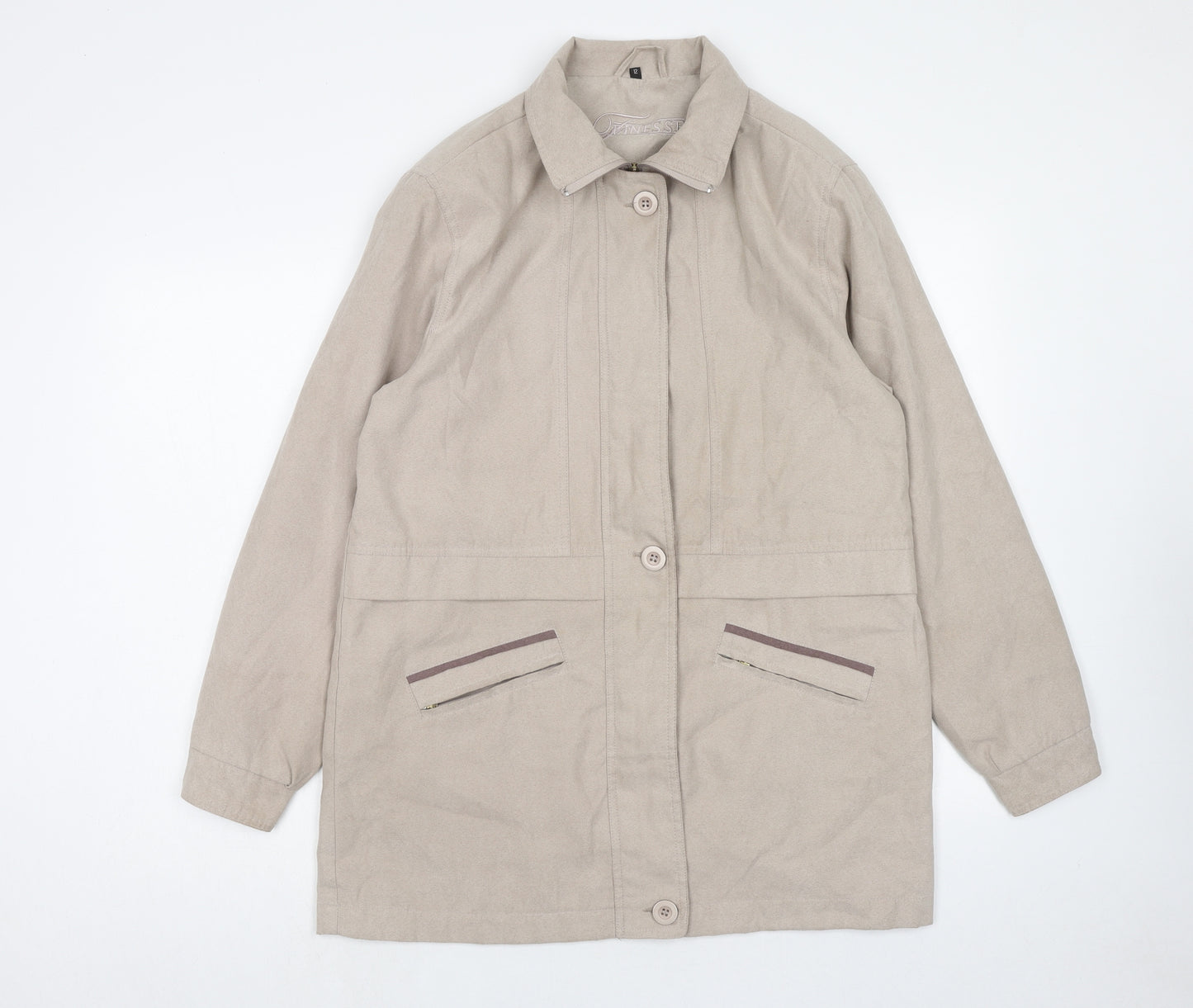 Finesse Womens Beige Jacket Size 12 Zip